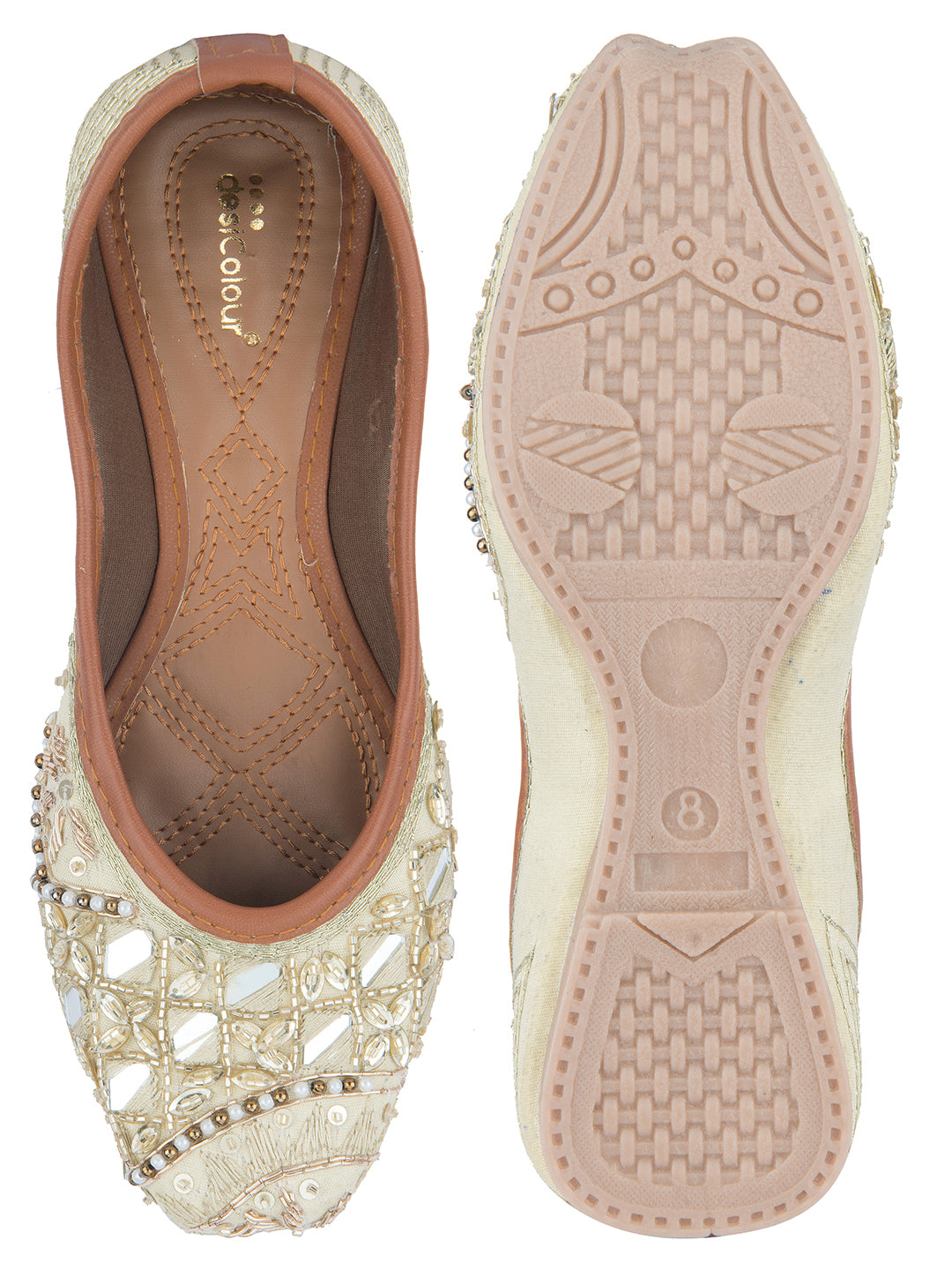 DESI COLOUR Women White Ethnic Punjabi Jutti