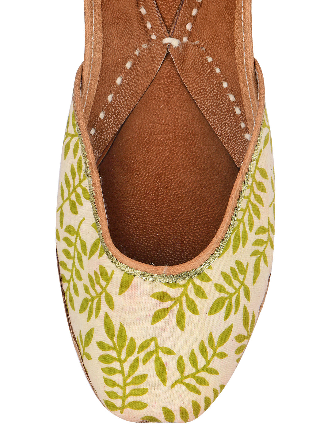 DESI COLOUR Women Green Ethnic Punjabi Jutti