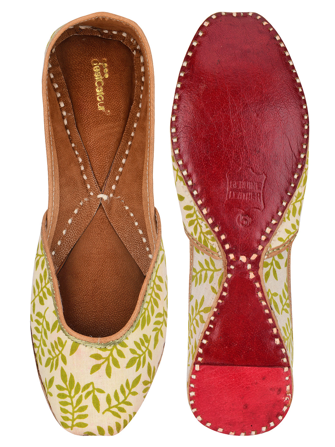 DESI COLOUR Women Green Ethnic Punjabi Jutti