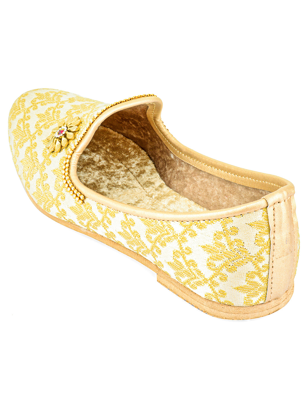 DESI COLOUR Mens Gold Ethnic Footwear/Punjabi Jutti