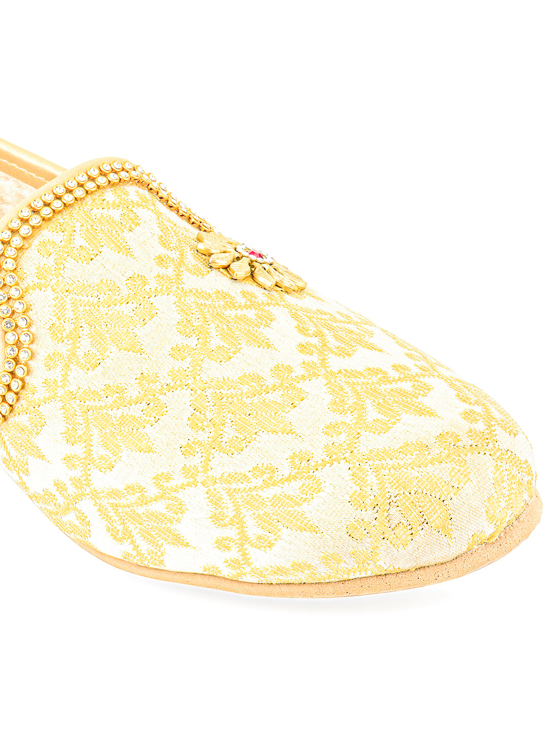 DESI COLOUR Mens Gold Ethnic Footwear/Punjabi Jutti