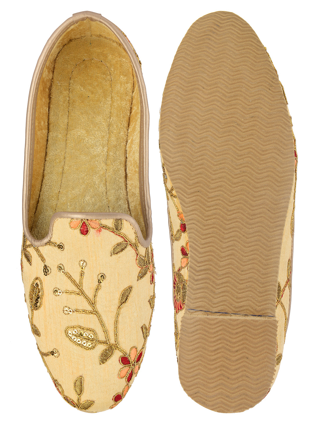DESI COLOUR Mens Gold Ethnic Footwear/Punjabi Jutti