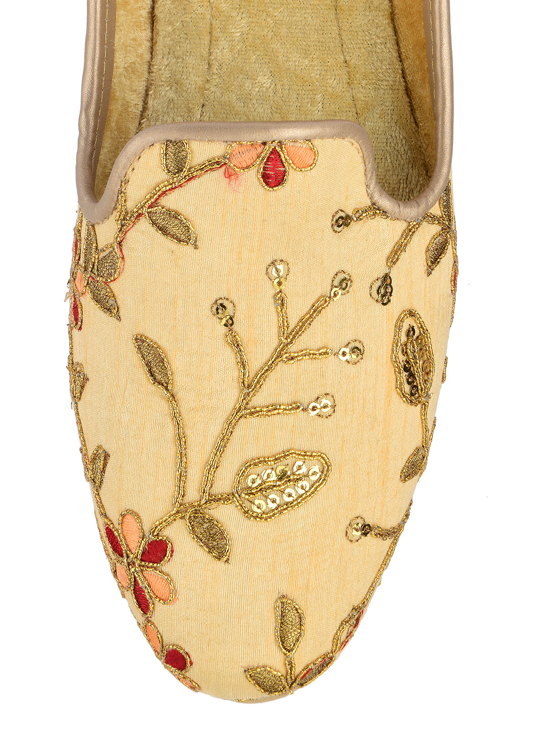 DESI COLOUR Mens Gold Ethnic Footwear/Punjabi Jutti