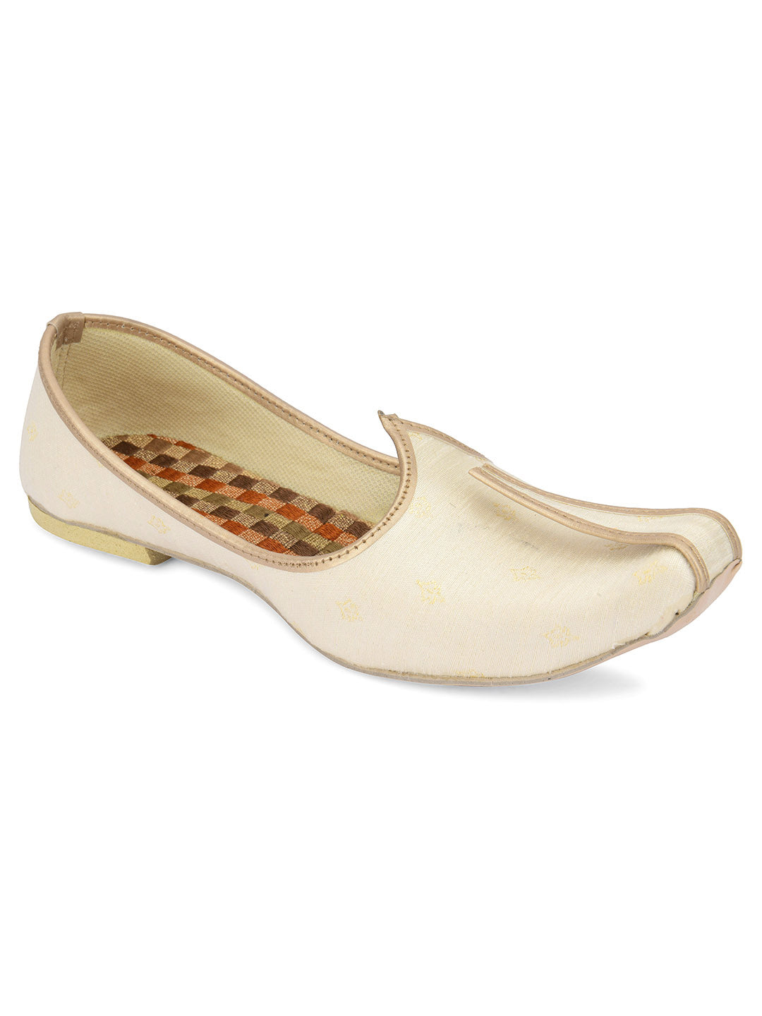 DESI COLOUR Mens Off White Ethnic Footwear/Punjabi Jutti