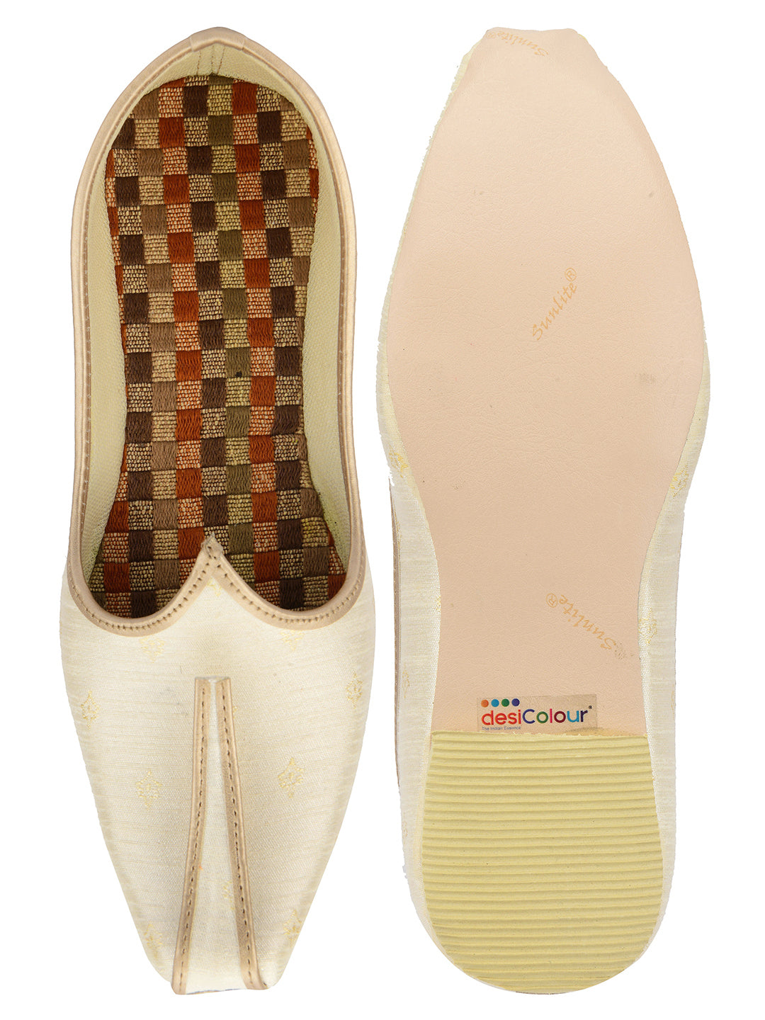 DESI COLOUR Mens Off White Ethnic Footwear/Punjabi Jutti