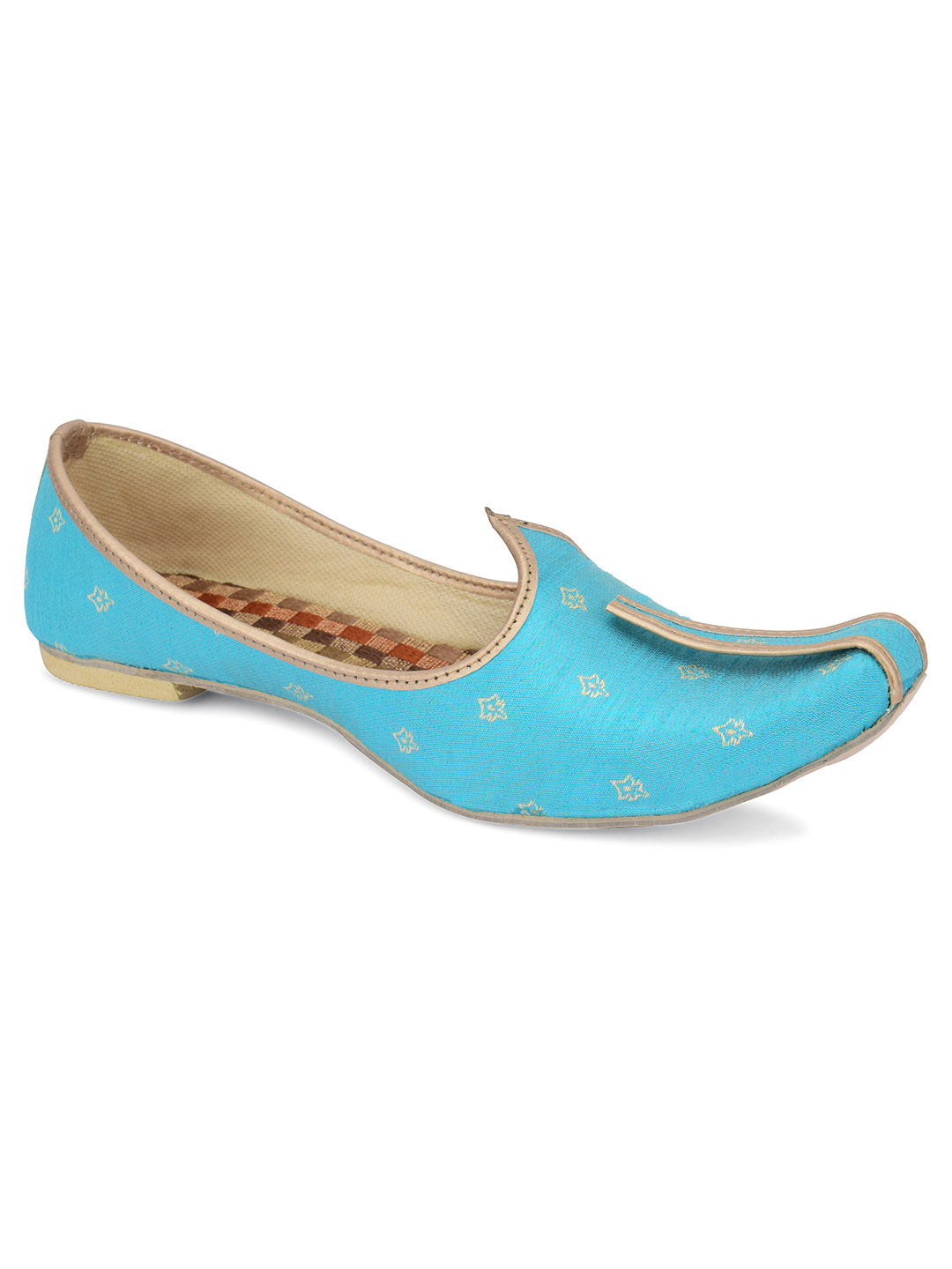 DESI COLOUR Mens Blue Ethnic Footwear/Punjabi Jutti