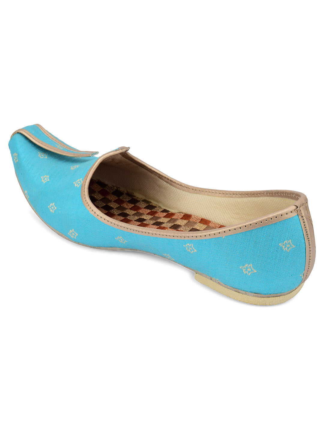 DESI COLOUR Mens Blue Ethnic Footwear/Punjabi Jutti