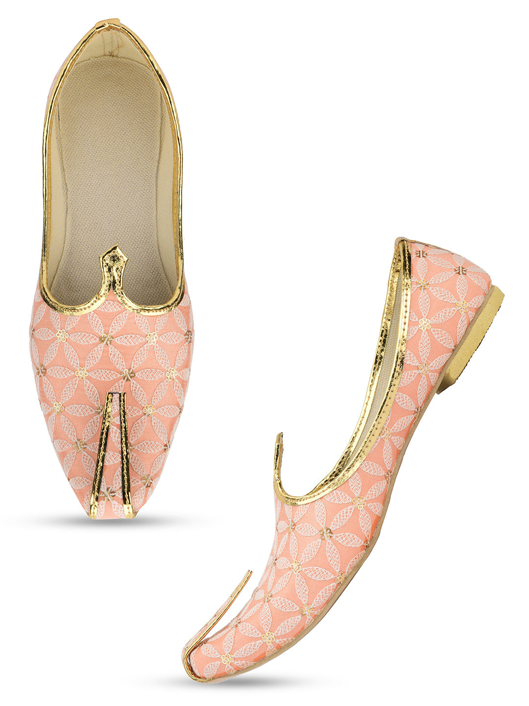 DESI COLOUR Mens Gold Ethnic Footwear/Punjabi Jutti