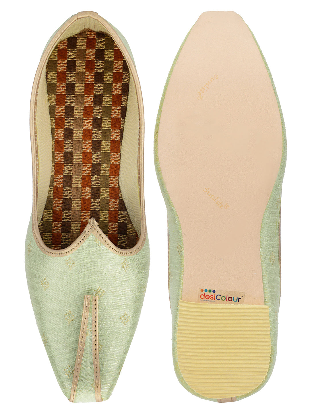 DESI COLOUR Mens Sea Green Ethnic Footwear/Punjabi Jutti