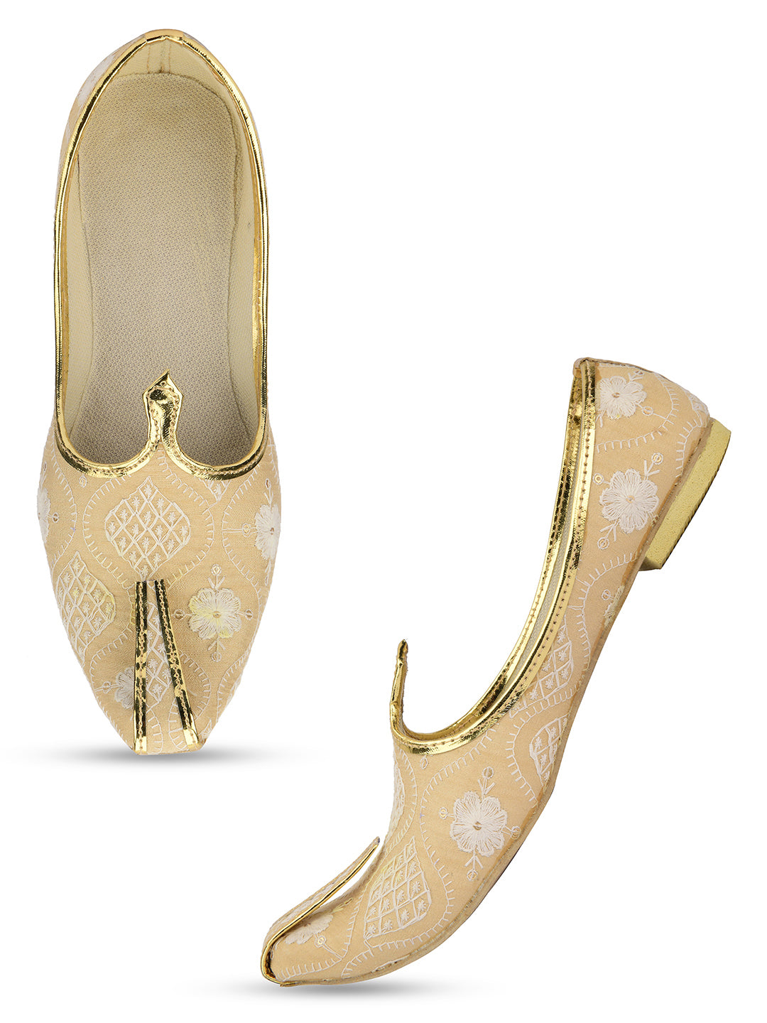 DESI COLOUR Mens Gold Ethnic Footwear/Punjabi Jutti