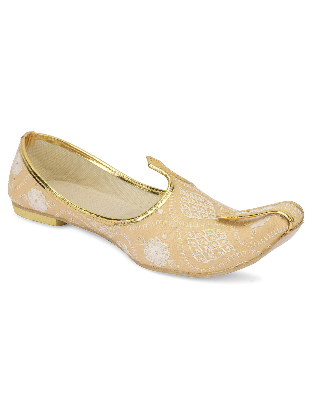 DESI COLOUR Mens Gold Ethnic Footwear/Punjabi Jutti