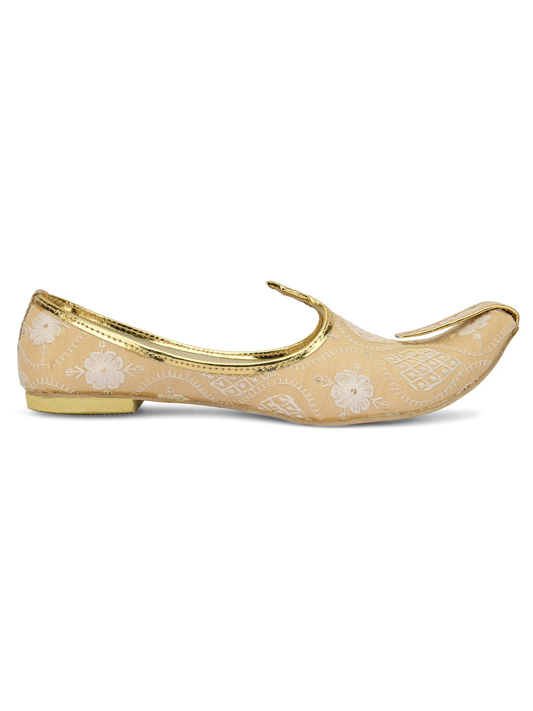 DESI COLOUR Mens Gold Ethnic Footwear/Punjabi Jutti