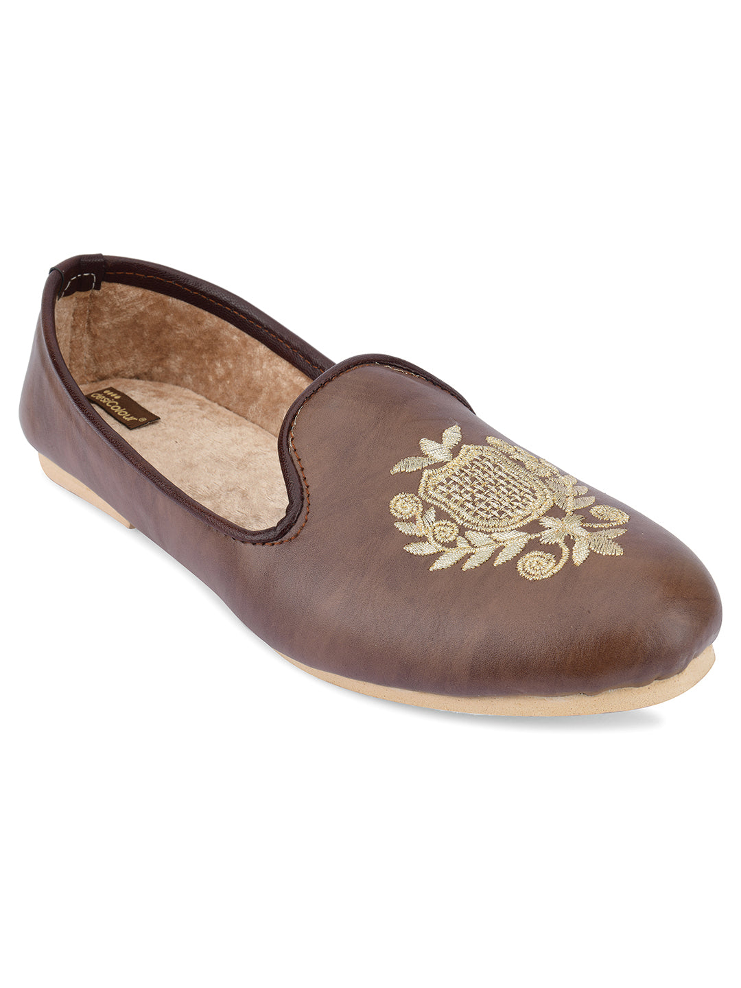 DESI COLOUR Mens Gold Ethnic Footwear/Punjabi Jutti