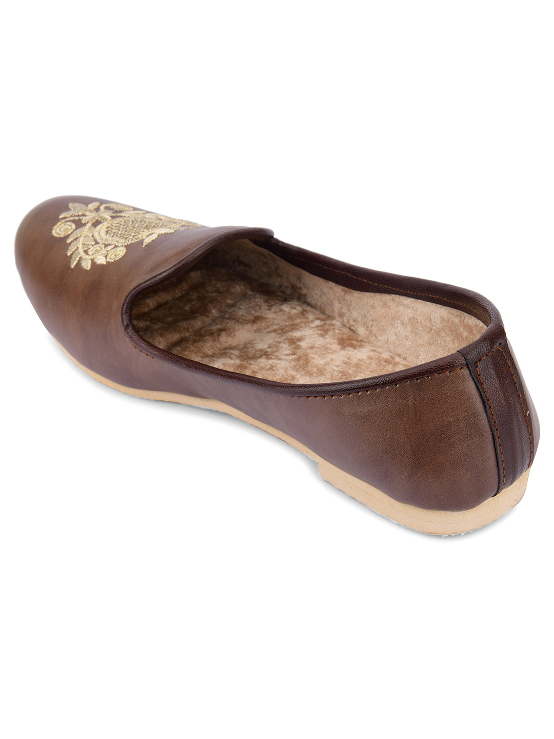 DESI COLOUR Mens Gold Ethnic Footwear/Punjabi Jutti