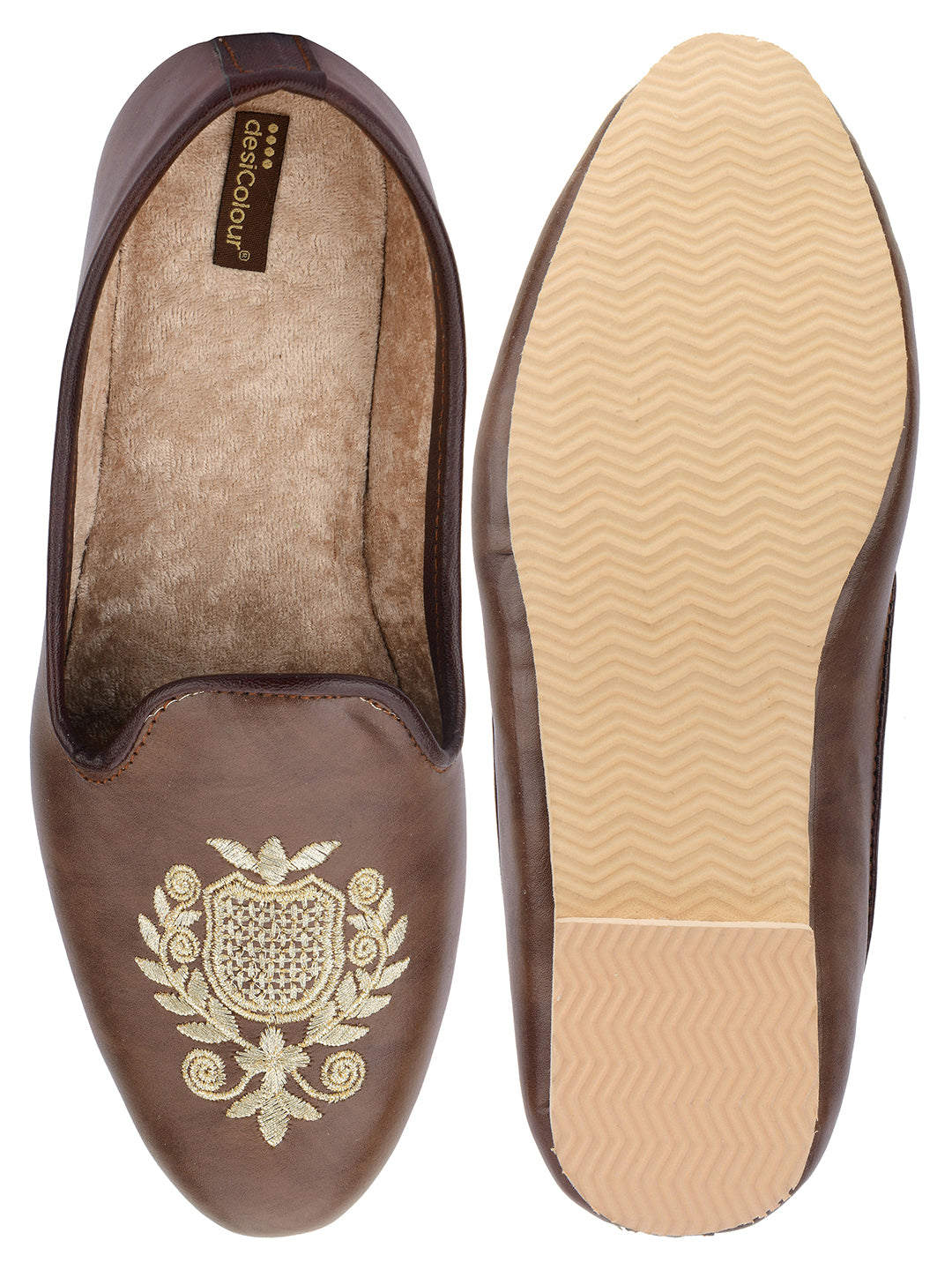 DESI COLOUR Mens Gold Ethnic Footwear/Punjabi Jutti