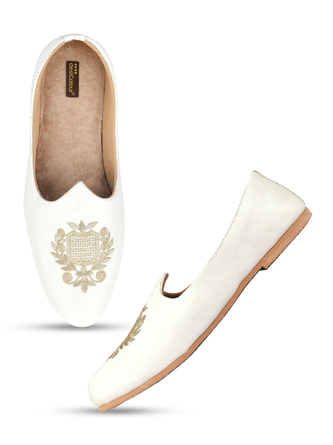 DESI COLOUR Mens Gold Ethnic Footwear/Punjabi Jutti