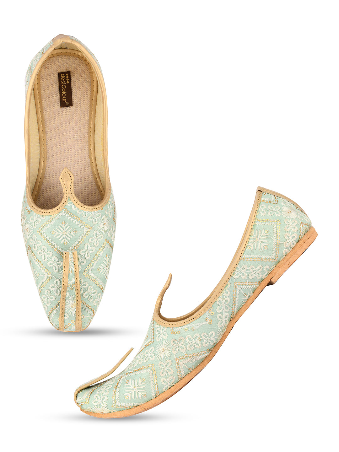 DESI COLOUR Mens Gold Ethnic Footwear/Punjabi Jutti