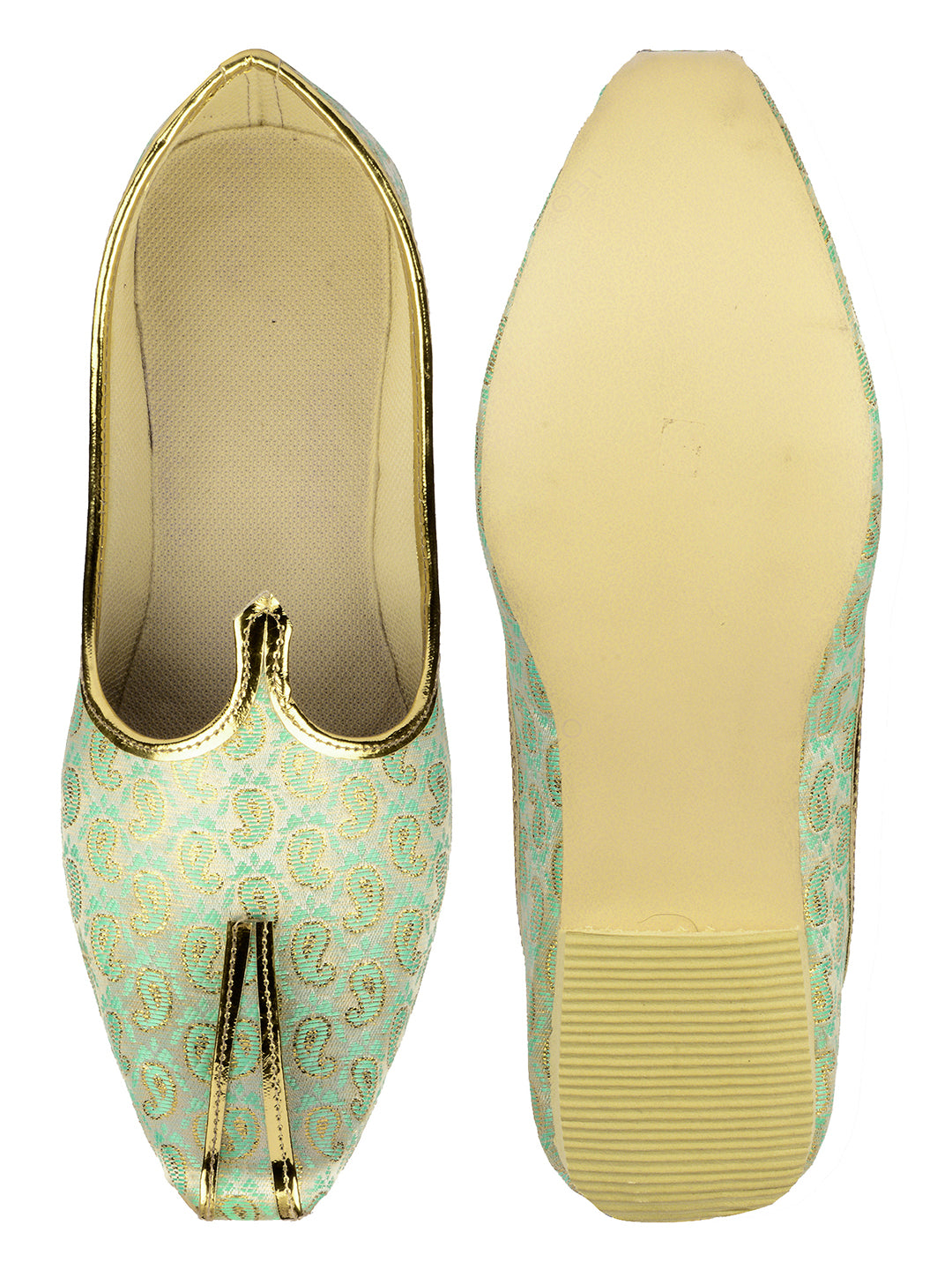 DESI COLOUR Mens Sea Green Ethnic Footwear/Punjabi Jutti