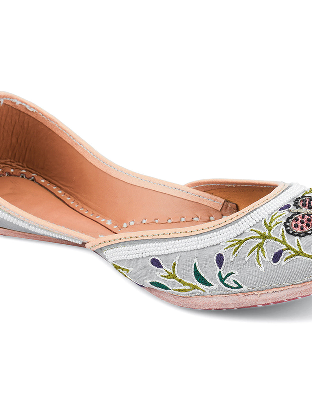 DESI COLOUR Women Grey Ethnic Punjabi Jutti