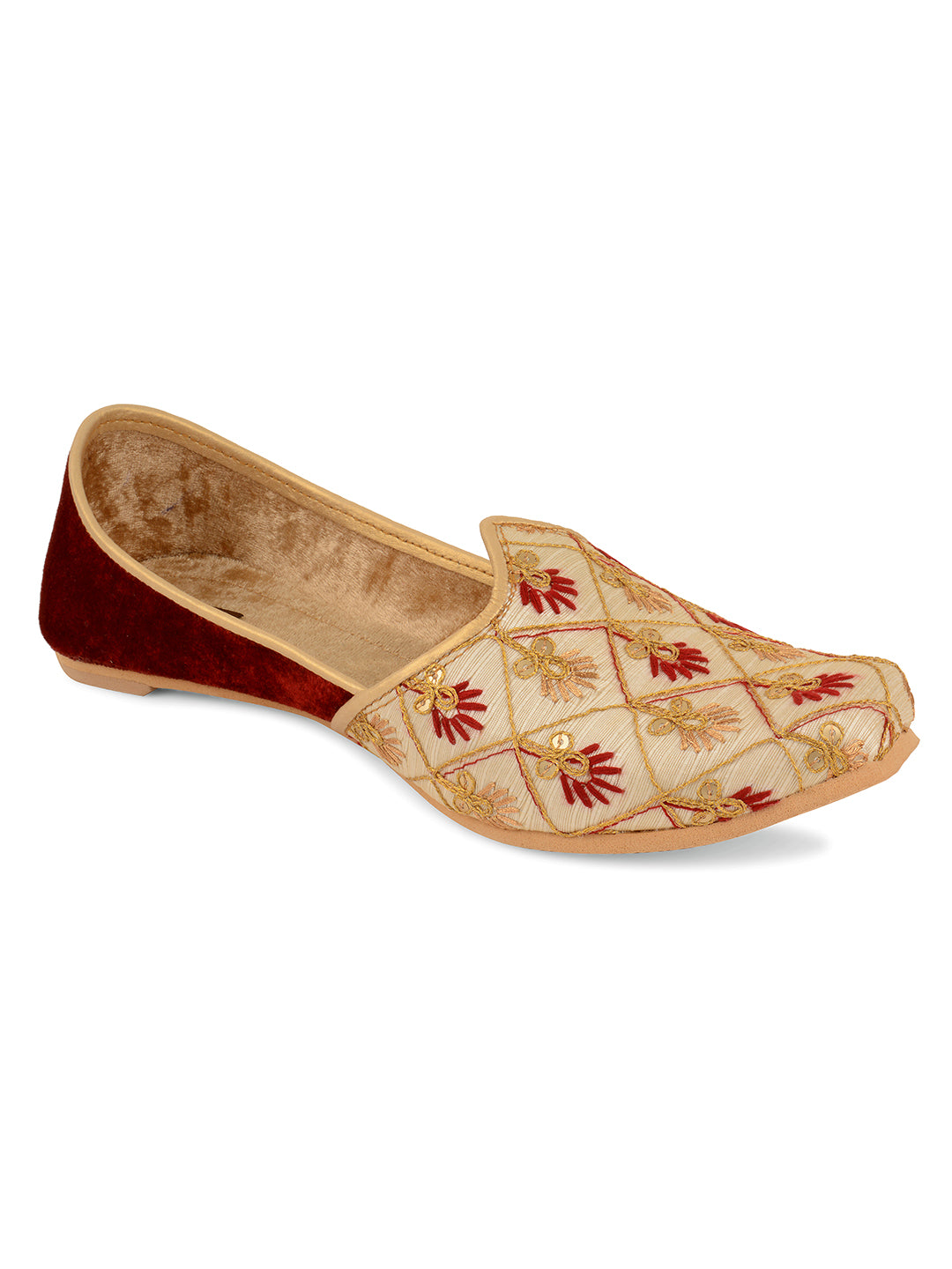 DESI COLOUR Mens Gold Ethnic Footwear/Punjabi Jutti