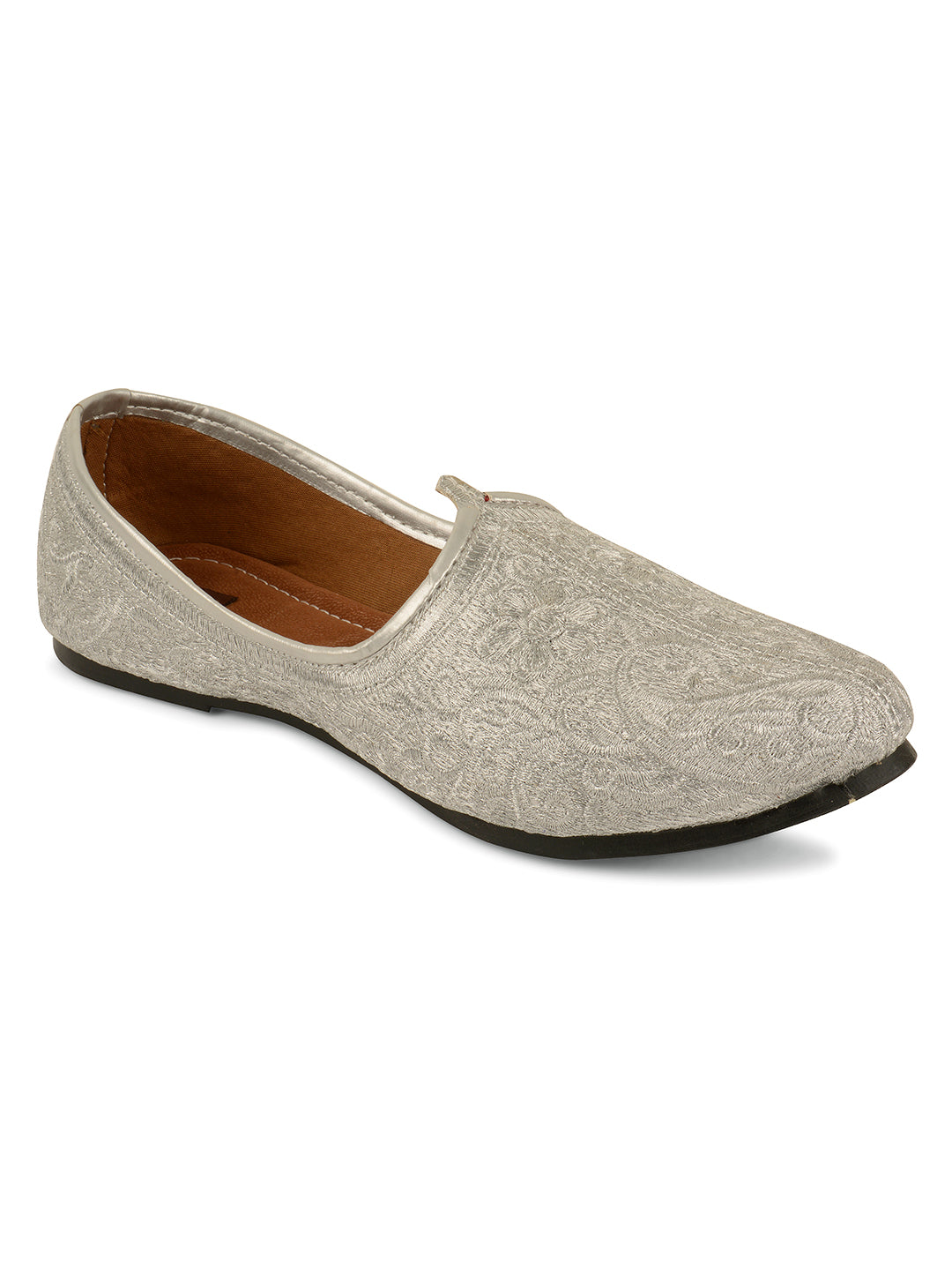 DESI COLOUR Mens Silver Ethnic Footwear/Punjabi Jutti