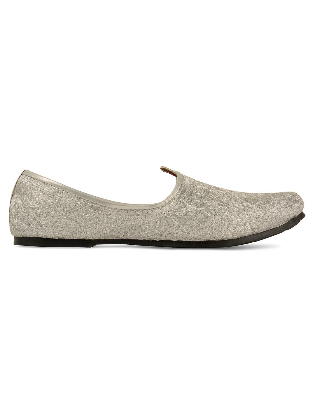 DESI COLOUR Mens Silver Ethnic Footwear/Punjabi Jutti