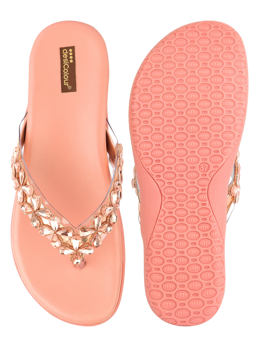 DESI COLOUR Women Rose Gold Ethnic Punjabi Jutti