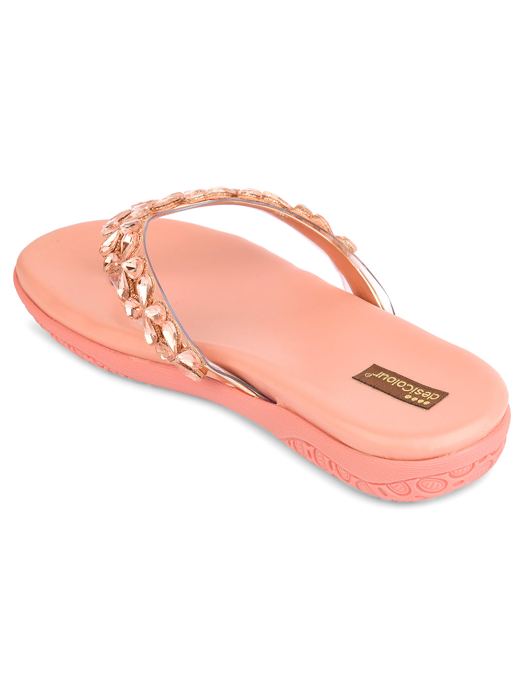 DESI COLOUR Women Rose Gold Ethnic Punjabi Jutti
