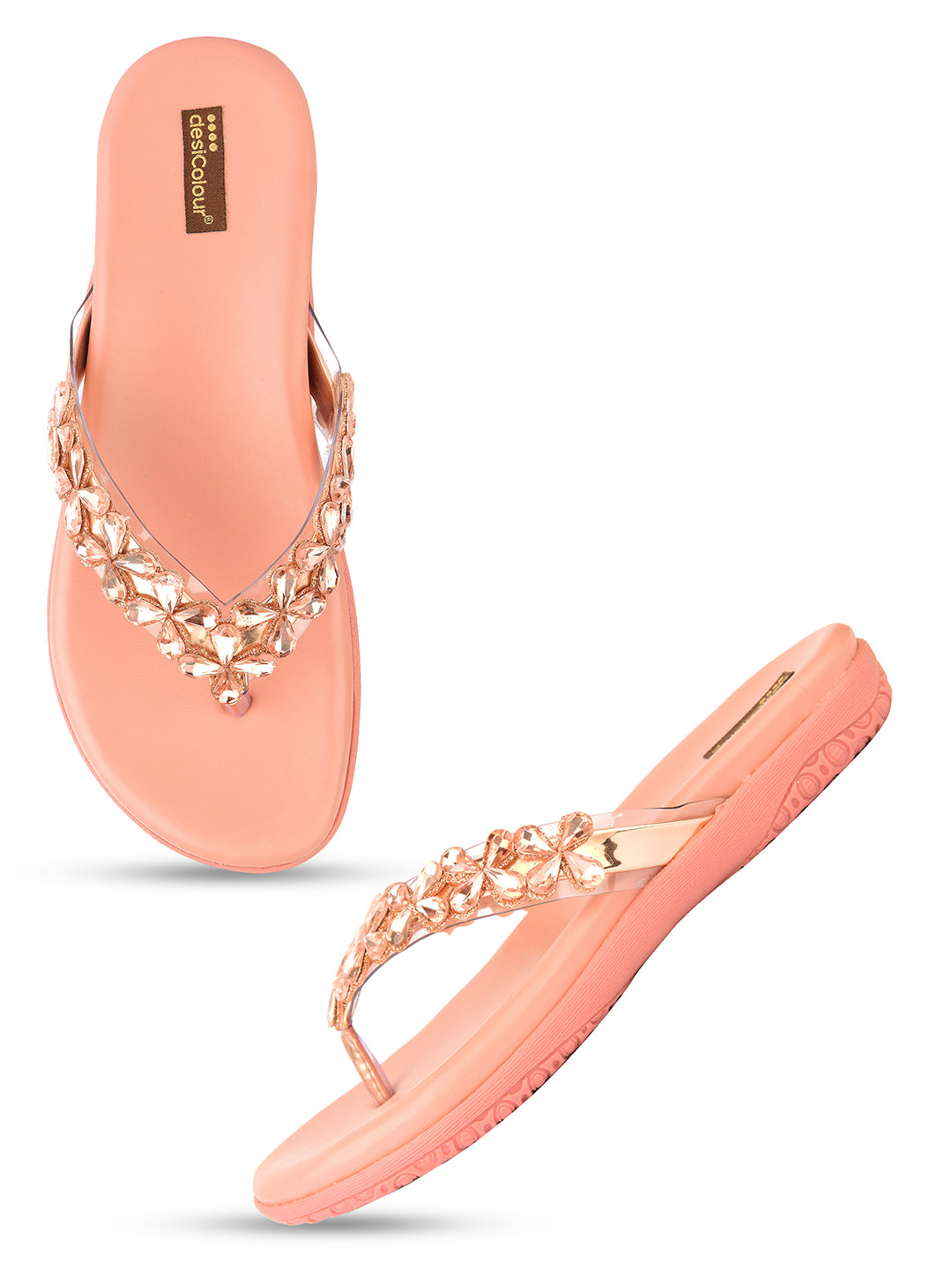 DESI COLOUR Women Rose Gold Ethnic Punjabi Jutti