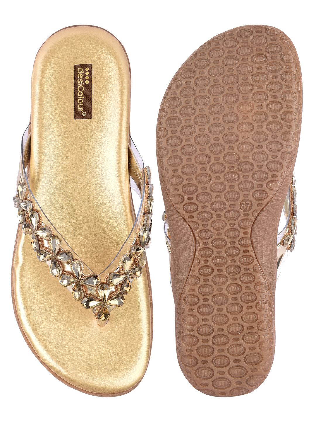 DESI COLOUR Women Gold Ethnic Punjabi Jutti