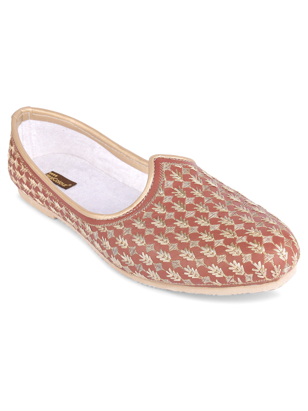 DESI COLOUR Mens Gold Ethnic Footwear/Punjabi Jutti