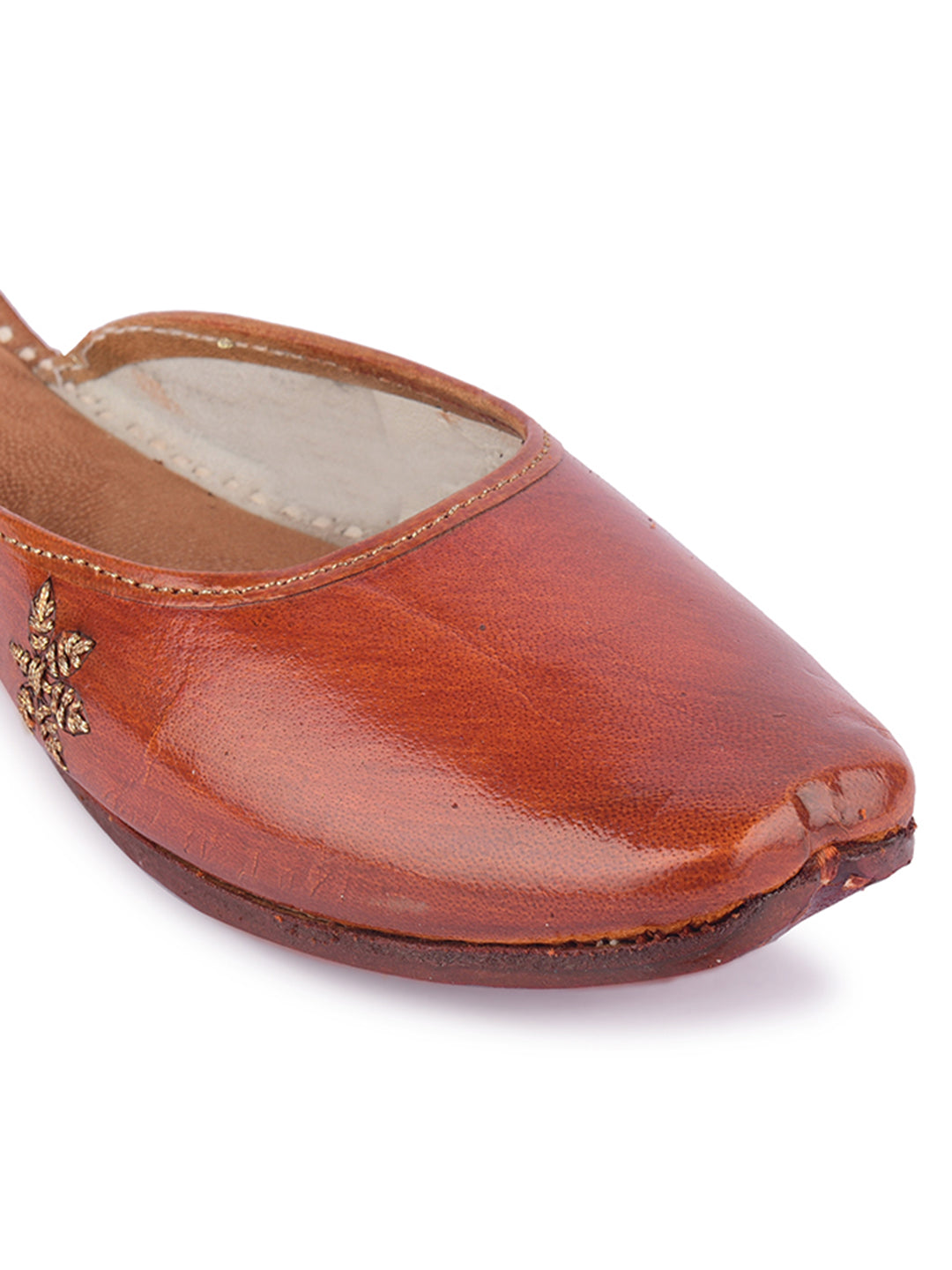 DESI COLOUR Women Dark Brown Elegant Leather Ethnic Mules