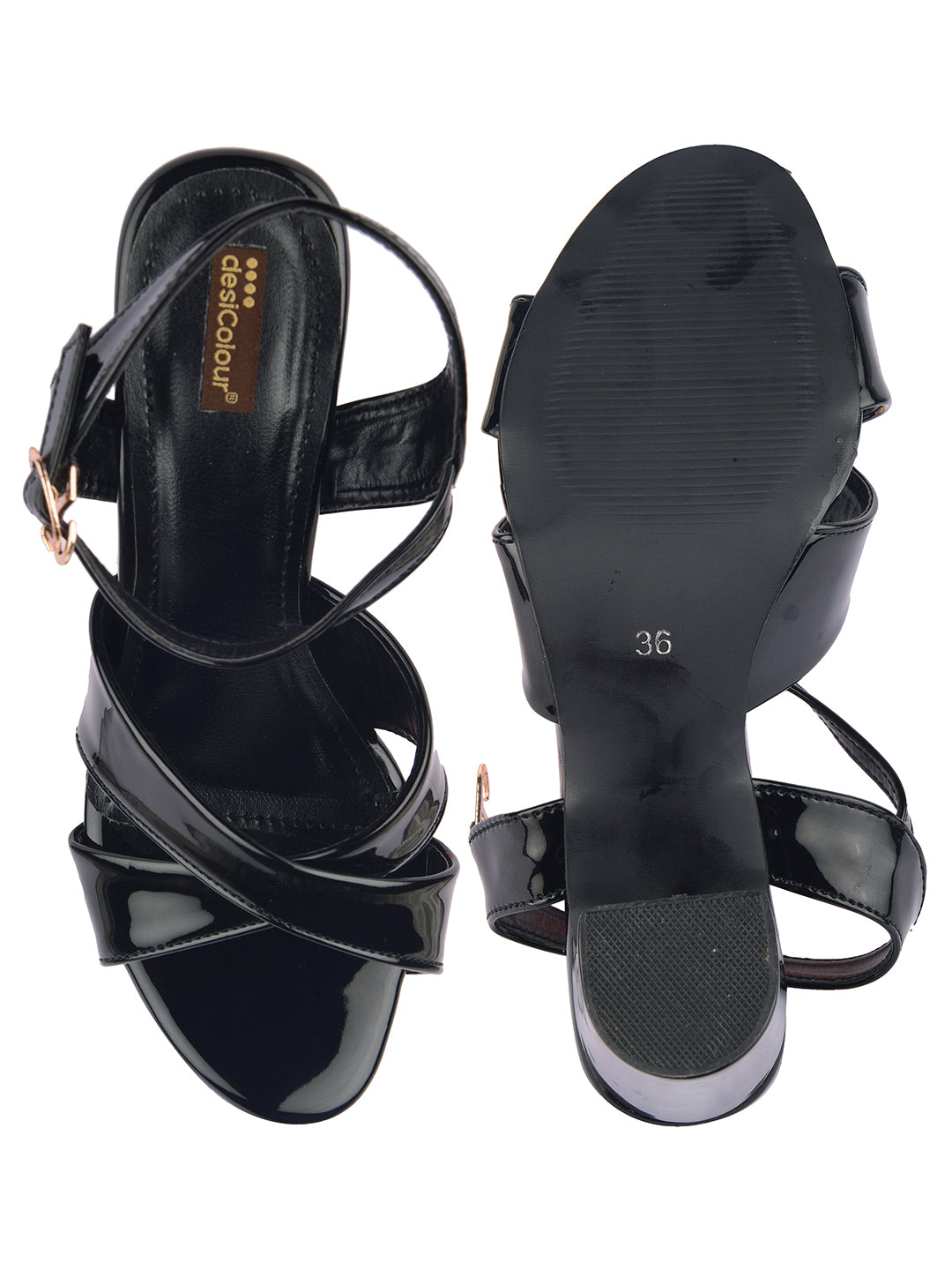 DESI COLOUR Women Black High Heels Sandals