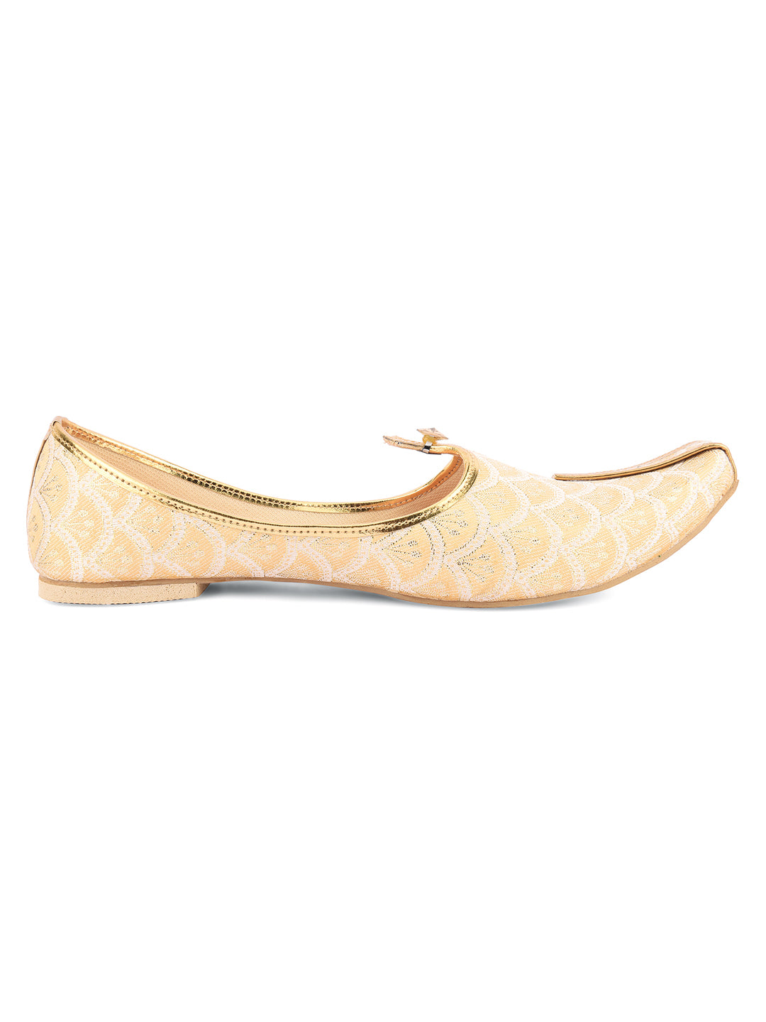 DESI COLOUR Mens Gold Ethnic Footwear/Punjabi Jutti