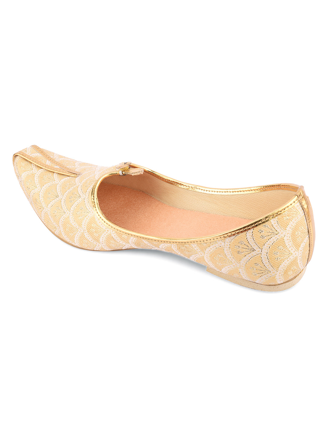 DESI COLOUR Mens Gold Ethnic Footwear/Punjabi Jutti