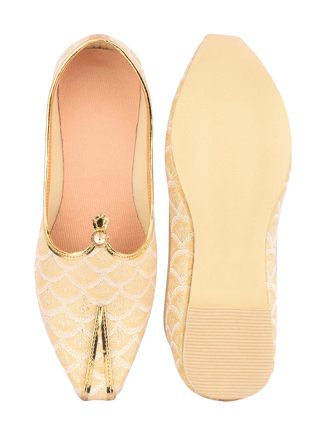 DESI COLOUR Mens Gold Ethnic Footwear/Punjabi Jutti