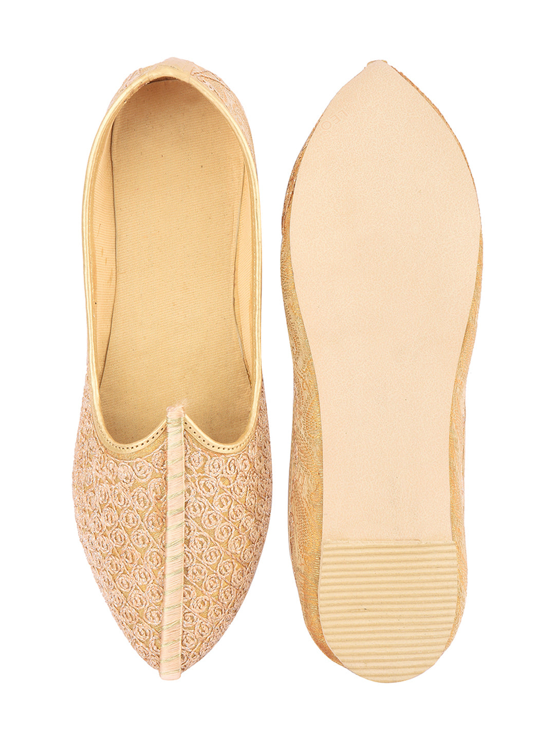 DESI COLOUR Mens Beige Ethnic Footwear/Punjabi Jutti