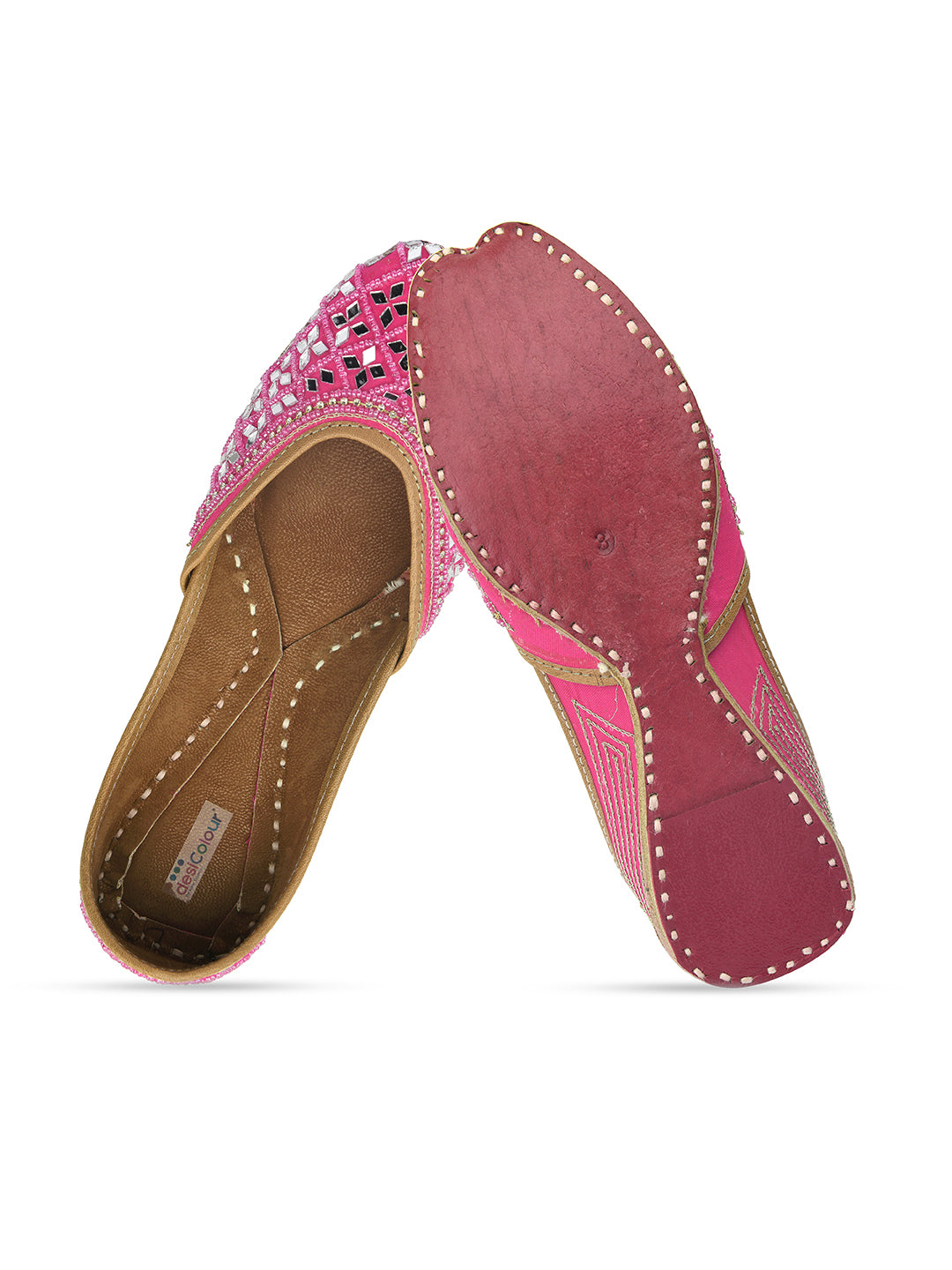 DESI COLOUR Women Pink Ethnic Punjabi Jutti