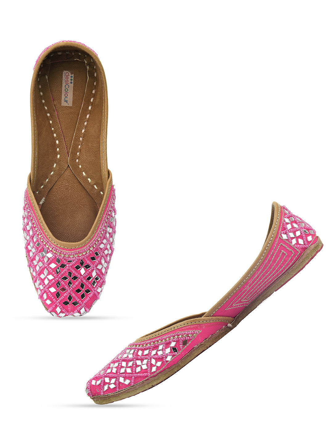 DESI COLOUR Women Pink Ethnic Punjabi Jutti