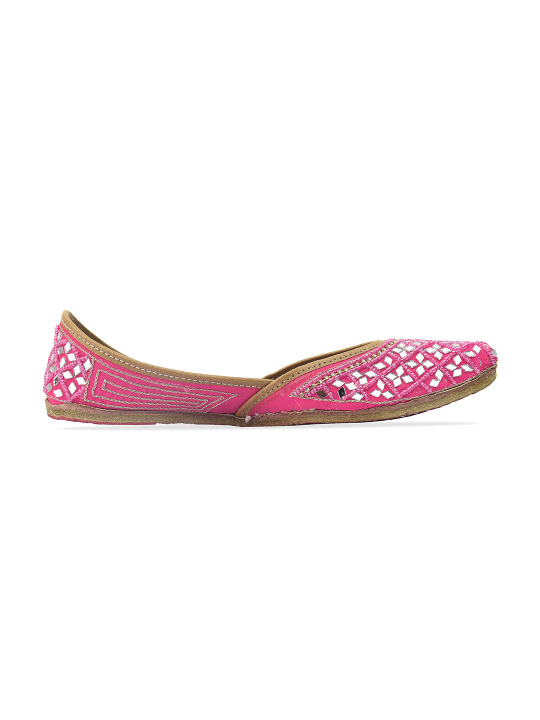 DESI COLOUR Women Pink Ethnic Punjabi Jutti