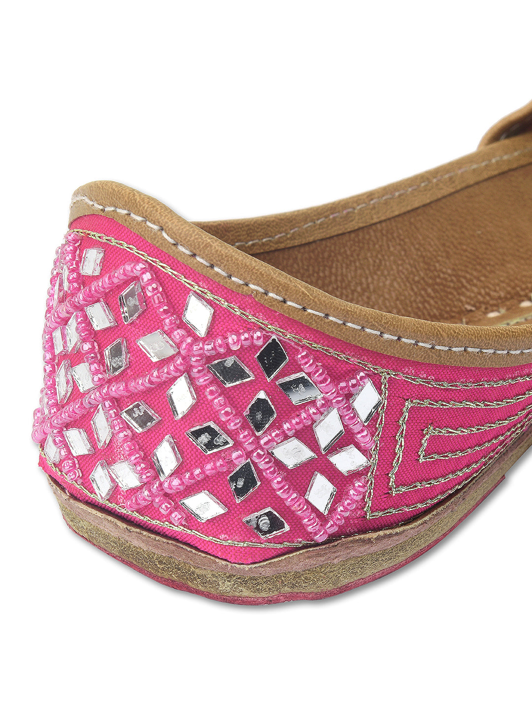 DESI COLOUR Women Pink Ethnic Punjabi Jutti