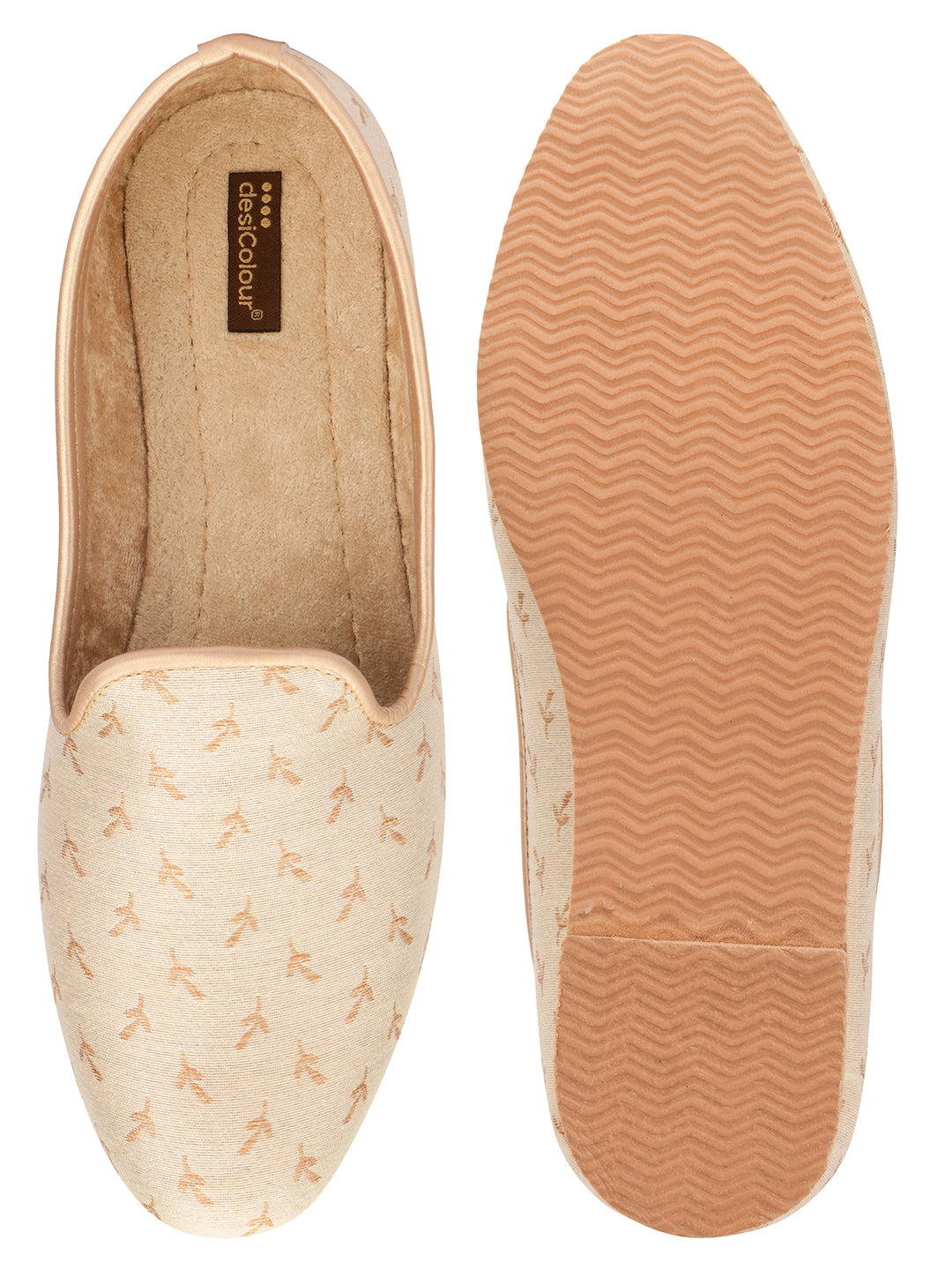 DESI COLOUR Mens Gold Ethnic Footwear/Punjabi Jutti