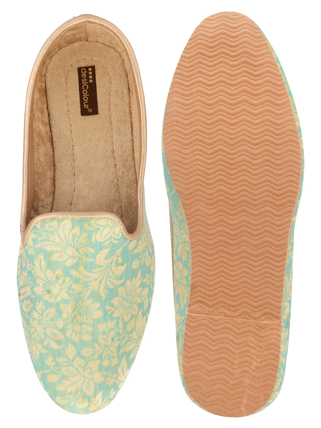 DESI COLOUR Mens Gold Ethnic Footwear/Punjabi Jutti