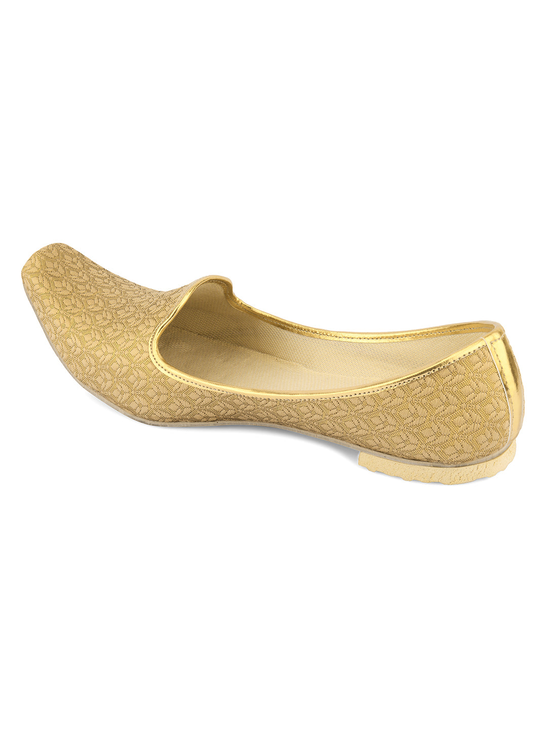 DESI COLOUR Mens Gold Ethnic Footwear/Punjabi Jutti