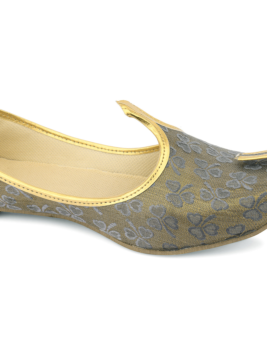 DESI COLOUR Mens Gold Ethnic Footwear/Punjabi Jutti