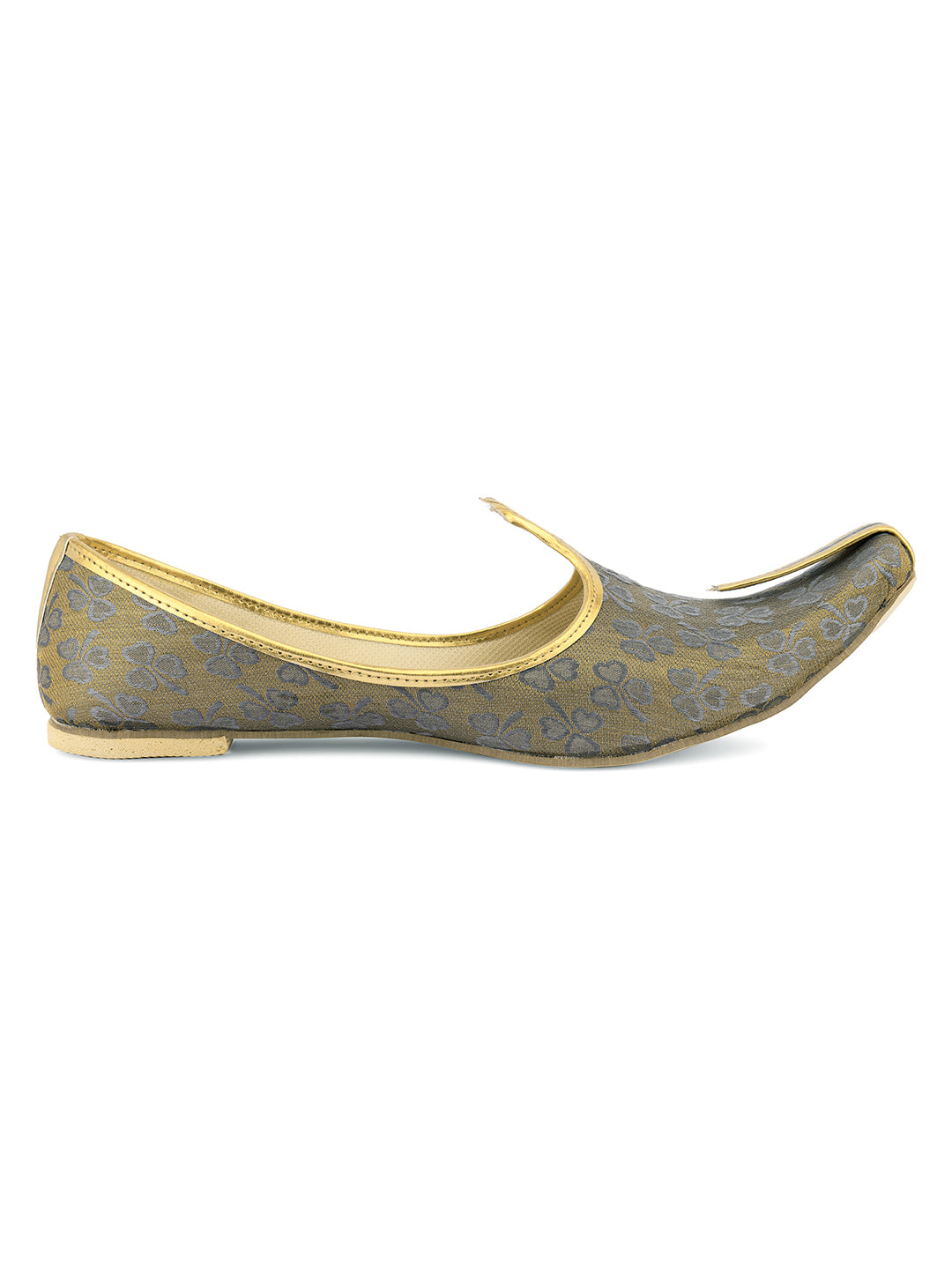 DESI COLOUR Mens Gold Ethnic Footwear/Punjabi Jutti