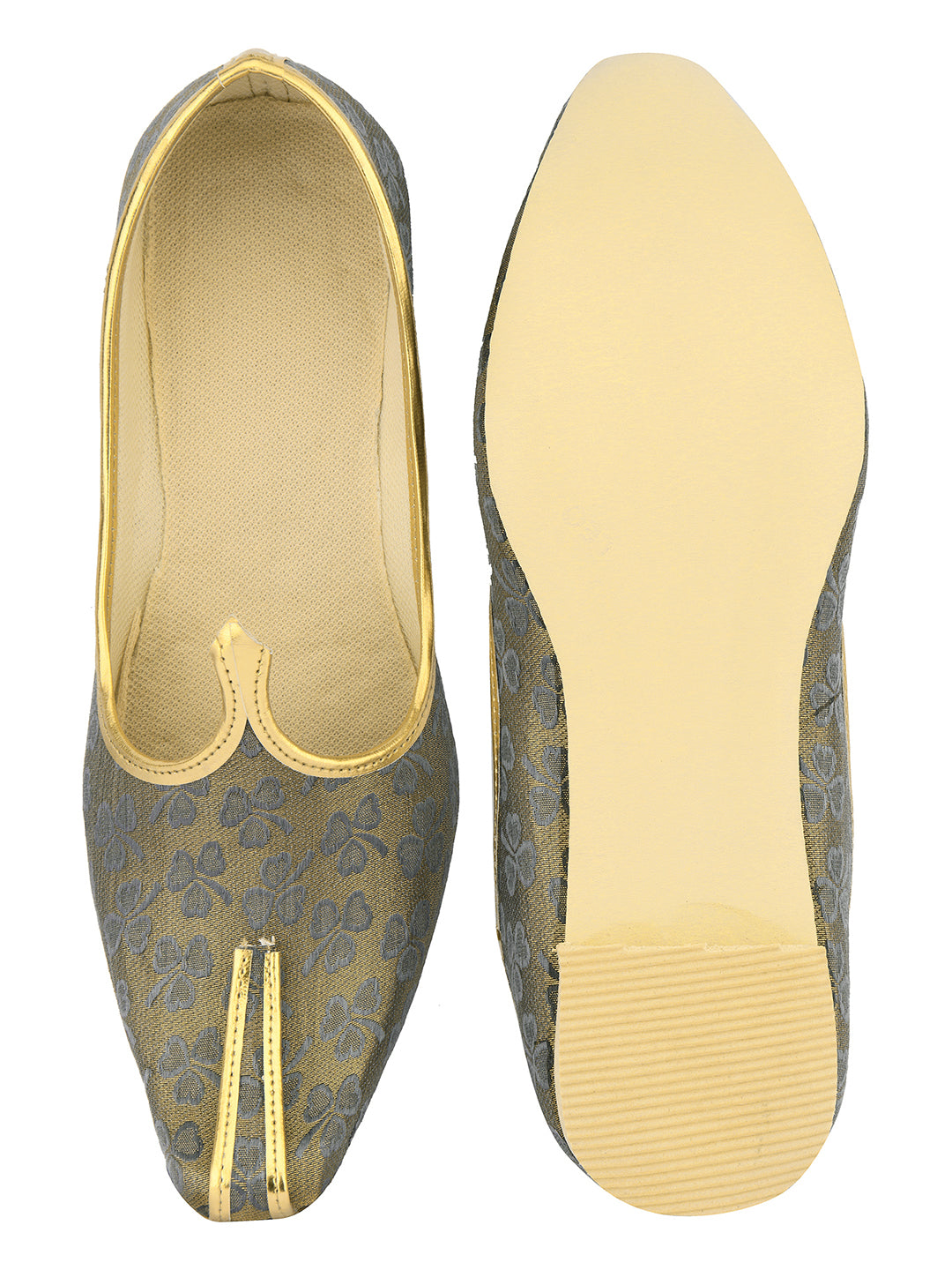 DESI COLOUR Mens Gold Ethnic Footwear/Punjabi Jutti