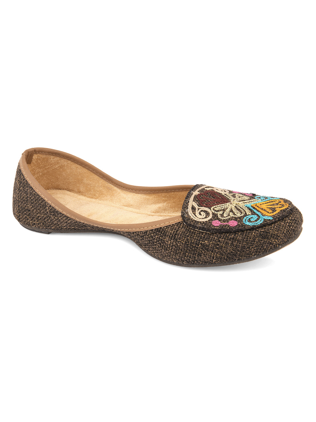 DESI COLOUR Women Brown Solid Canvas Ballerinas