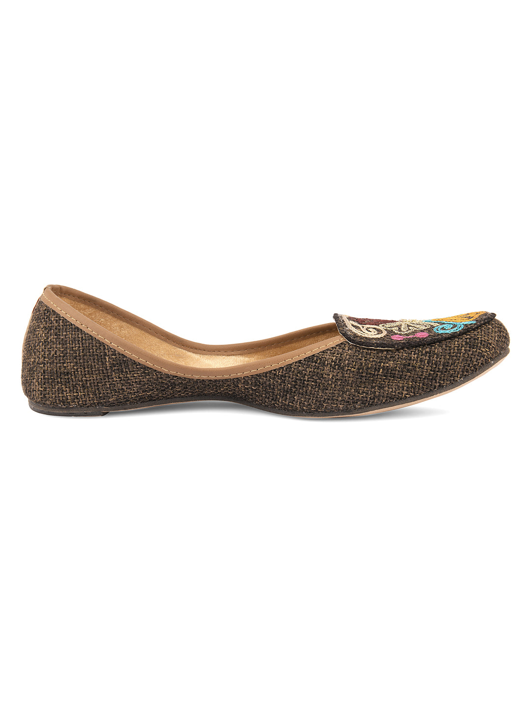 DESI COLOUR Women Brown Solid Canvas Ballerinas