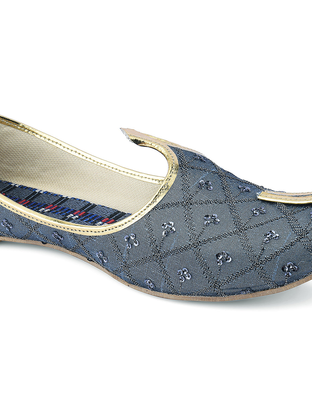 DESI COLOUR Mens Grey Ethnic Footwear/Punjabi Jutti